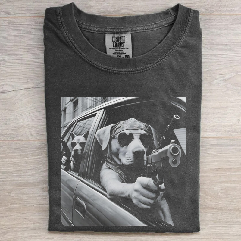 Funny Gangster Dog Meme T-shirt-Magmoo