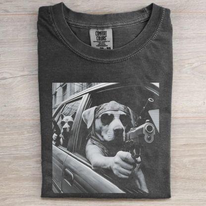 Funny Gangster Dog Meme T-shirt-Magmoo