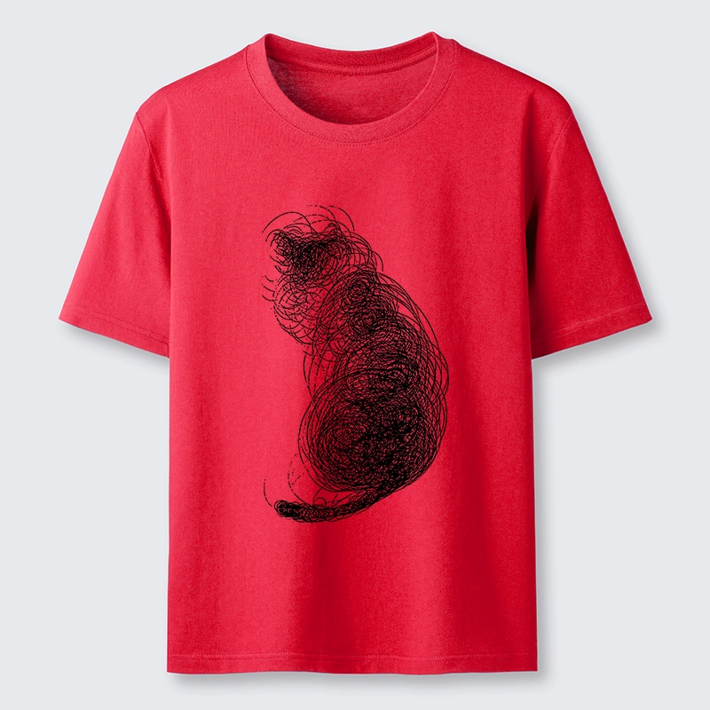 Magmoo Chaotic Line Art Of A Curled Cat Classic T-Shirt-Magmoo