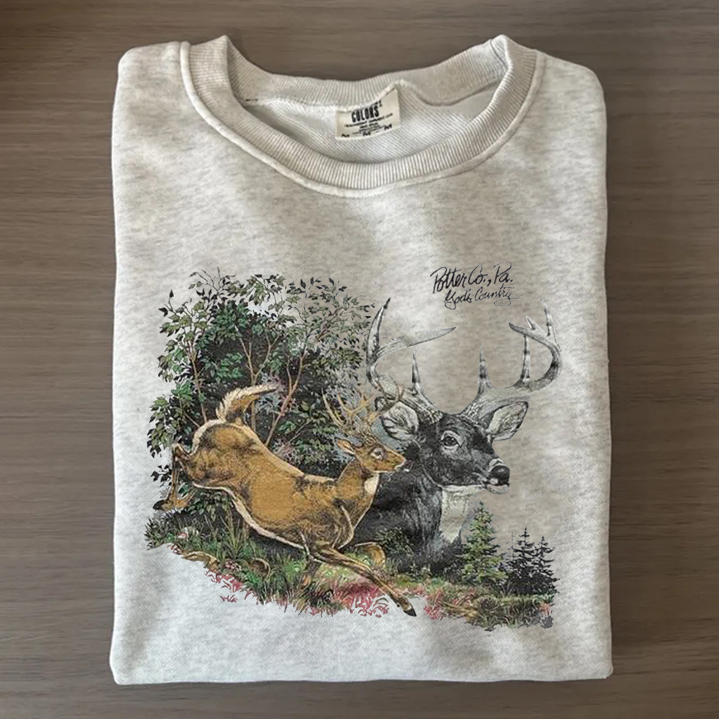 Vintage 1995 Deer Forest Wildlife Nature Shirt/Sweatshirt-Magmoo