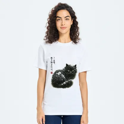 Magmoo Black Cat Adorned By Snow Classic T-Shirt