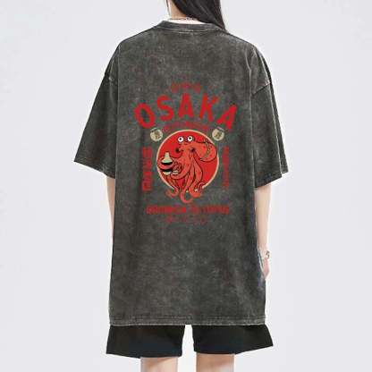 Magmoo Drunken Octopus Japan Front Back Washed T-Shirt