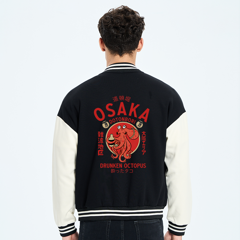 Magmoo Drunken Octopus Japan Embroidery Varsity Jacket