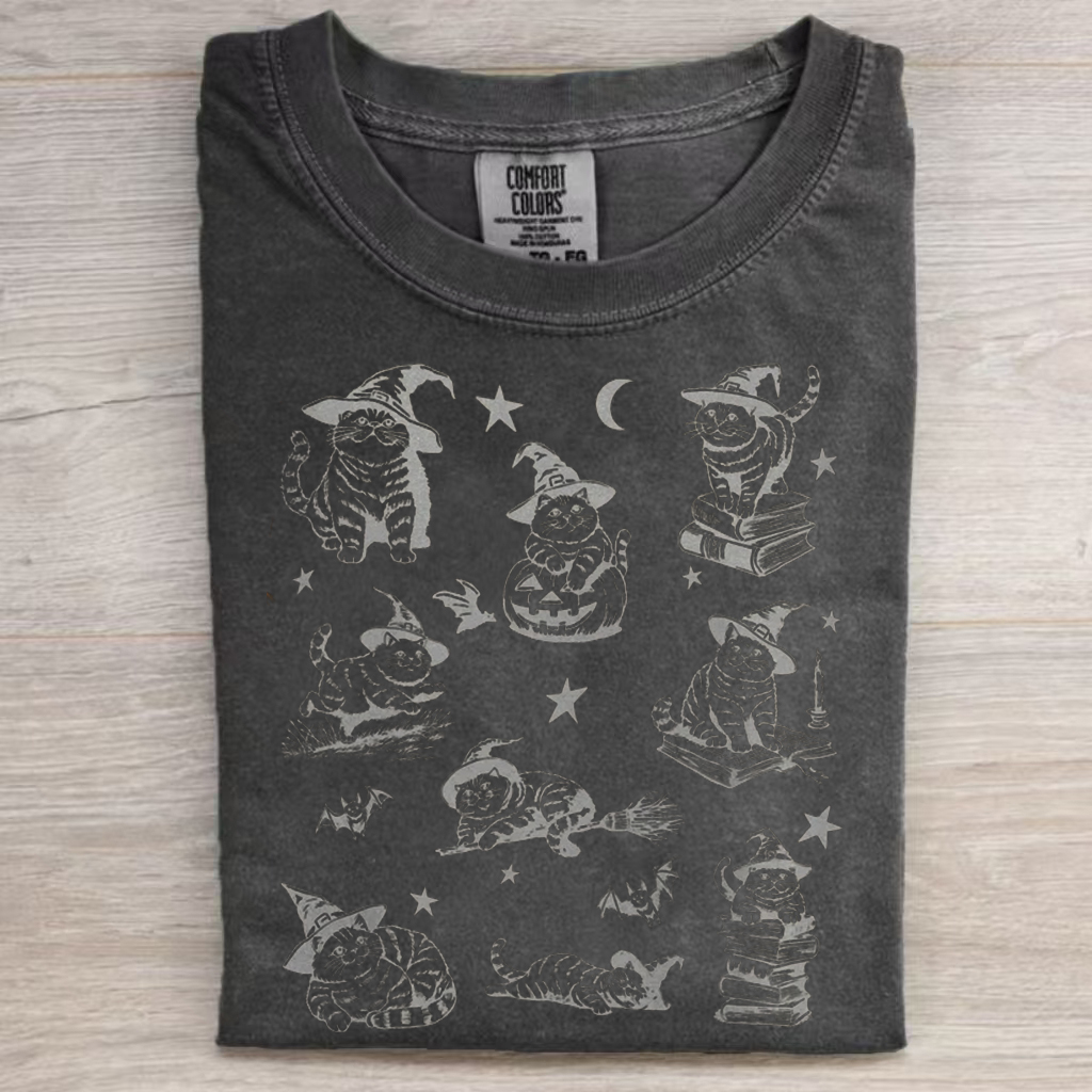 Retro Cat Halloween T-shirt-Magmoo