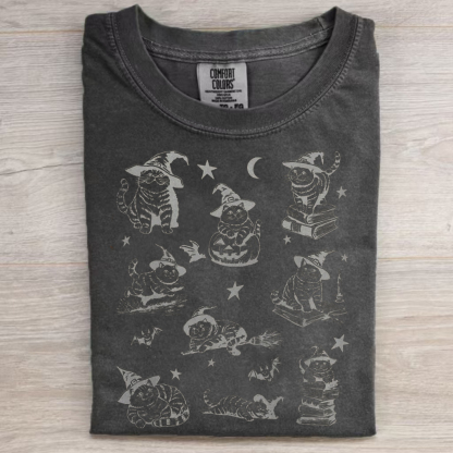 Retro Cat Halloween T-shirt-Magmoo
