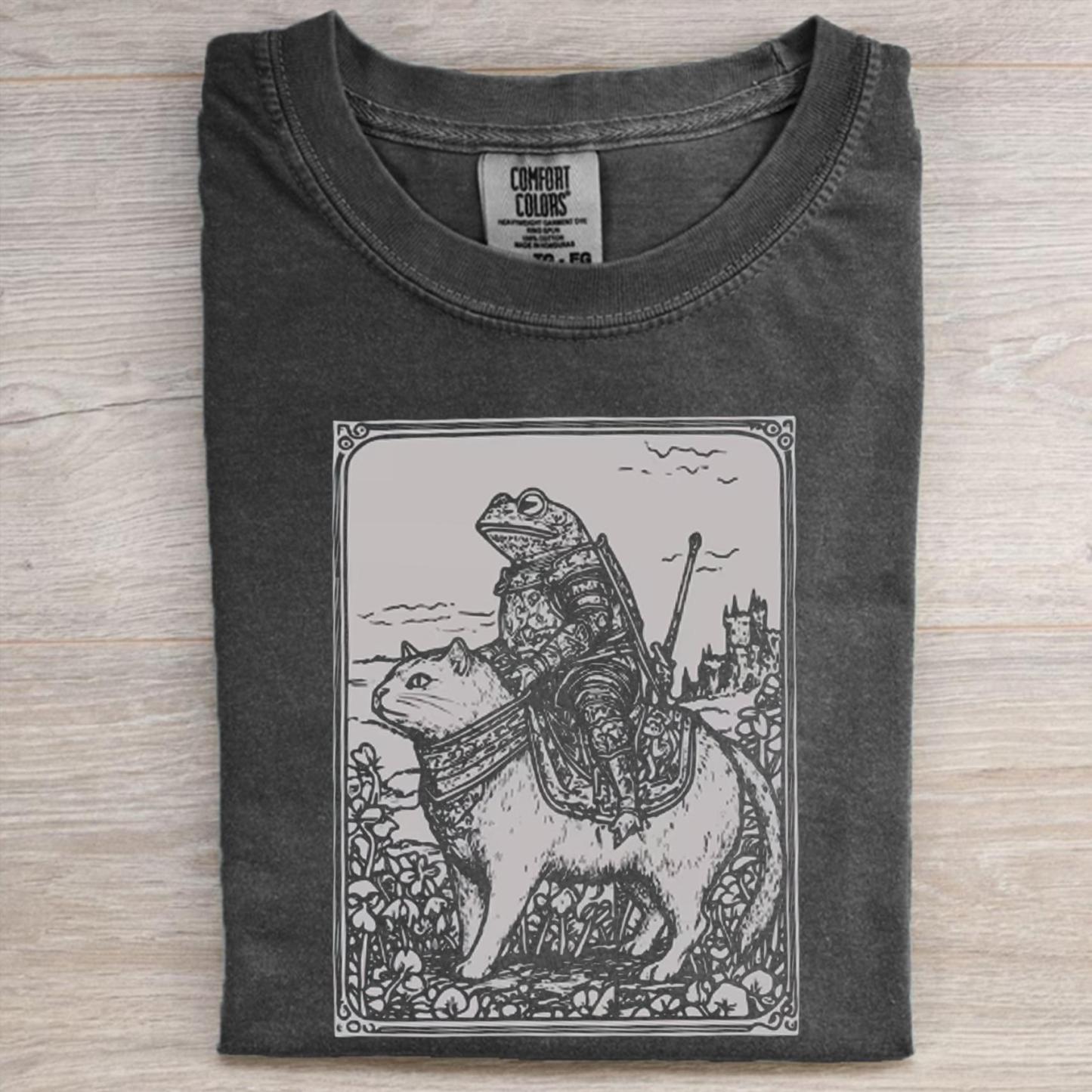 Frog on Cat T-shirt-Magmoo