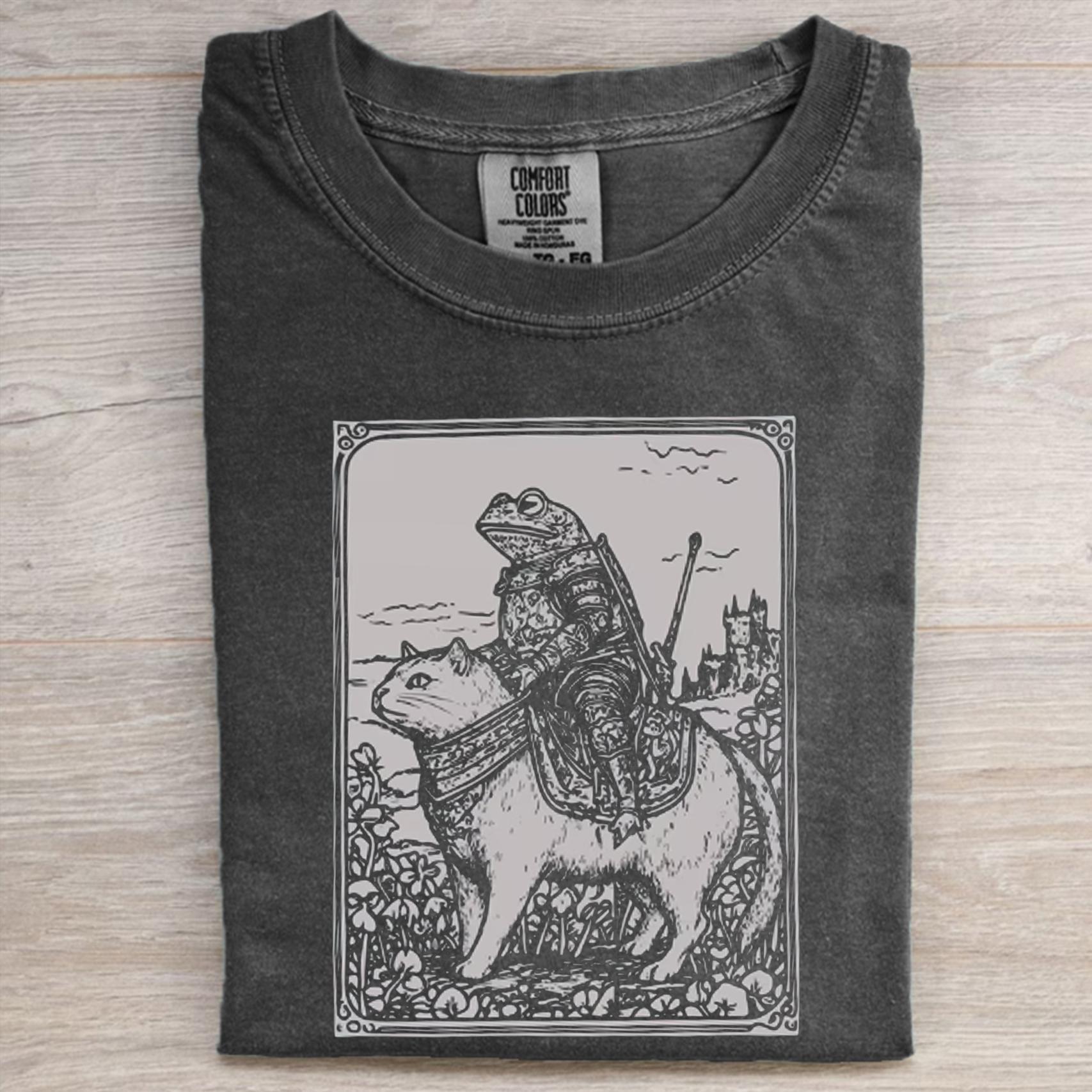 Frog on Cat T-shirt-Magmoo