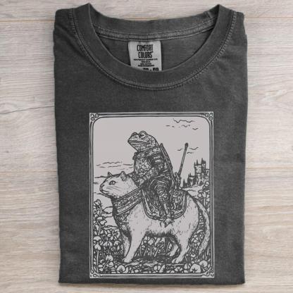 Frog on Cat T-shirt-Magmoo