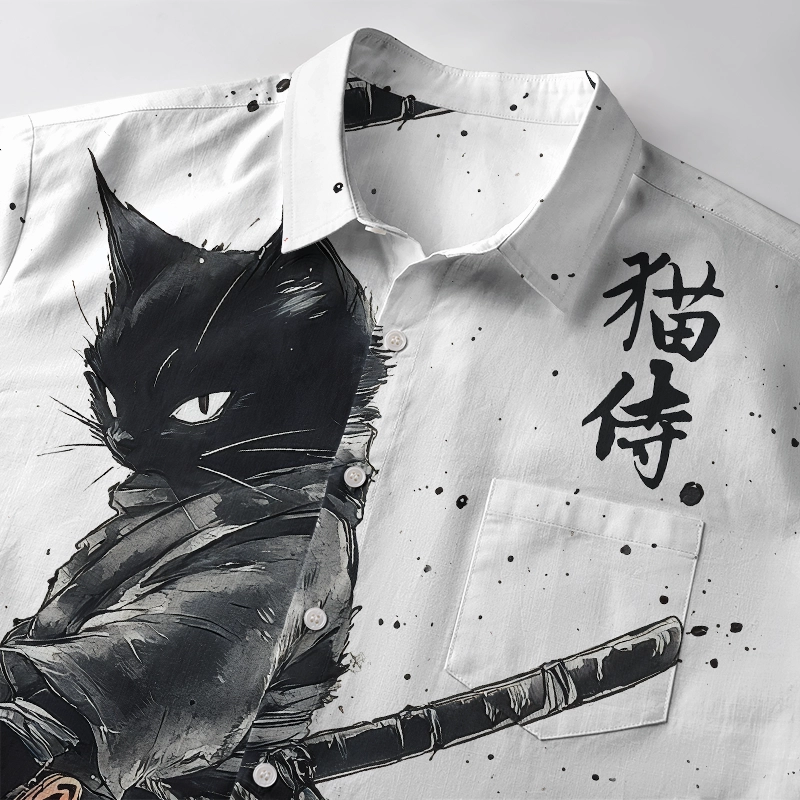 Magmoo Cat Holding A Rainbow Sword Button-up Shirt