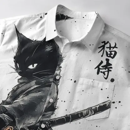 Magmoo Cat Holding A Rainbow Sword Button-up Shirt