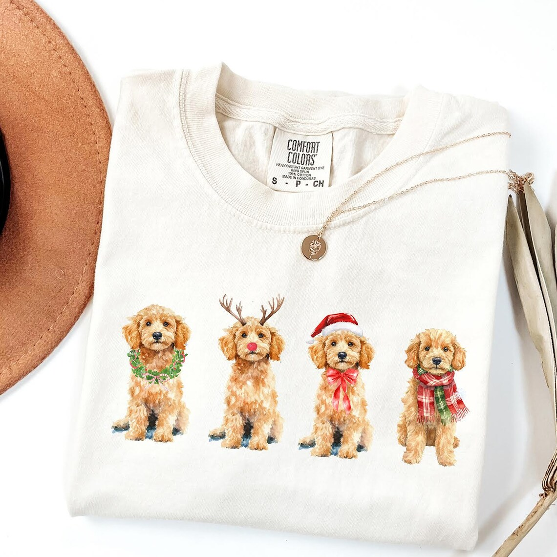 Comfort Color Christmas Goldendoodle T-shirt