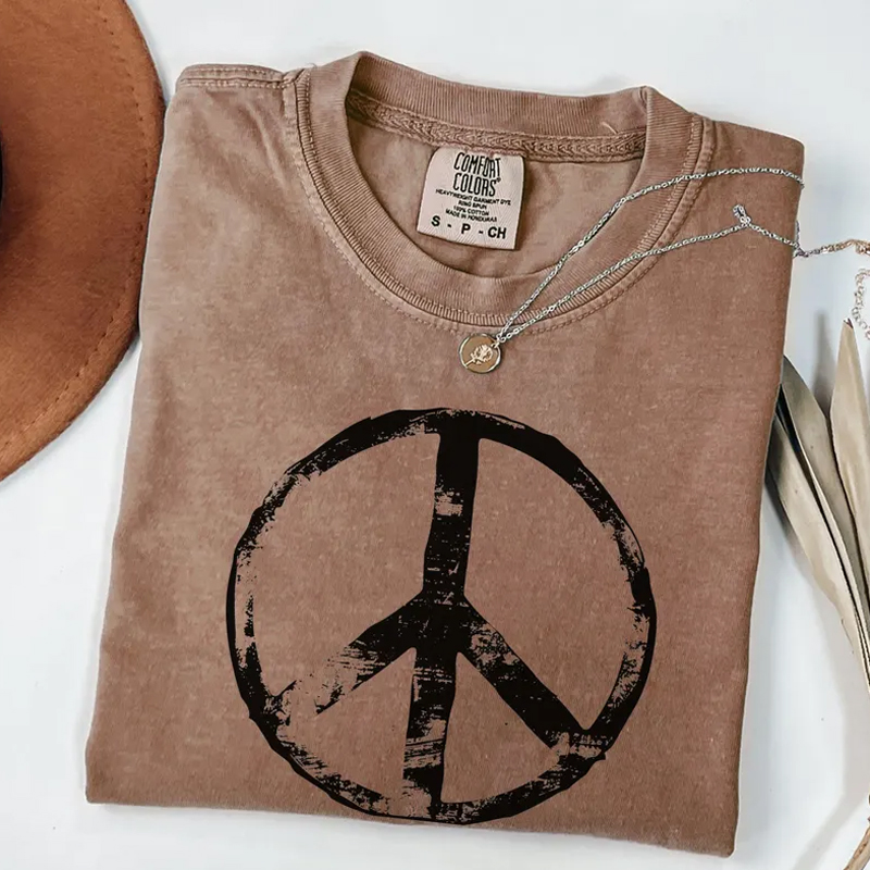 Retro Peace Boho T-shirt-Magmoo