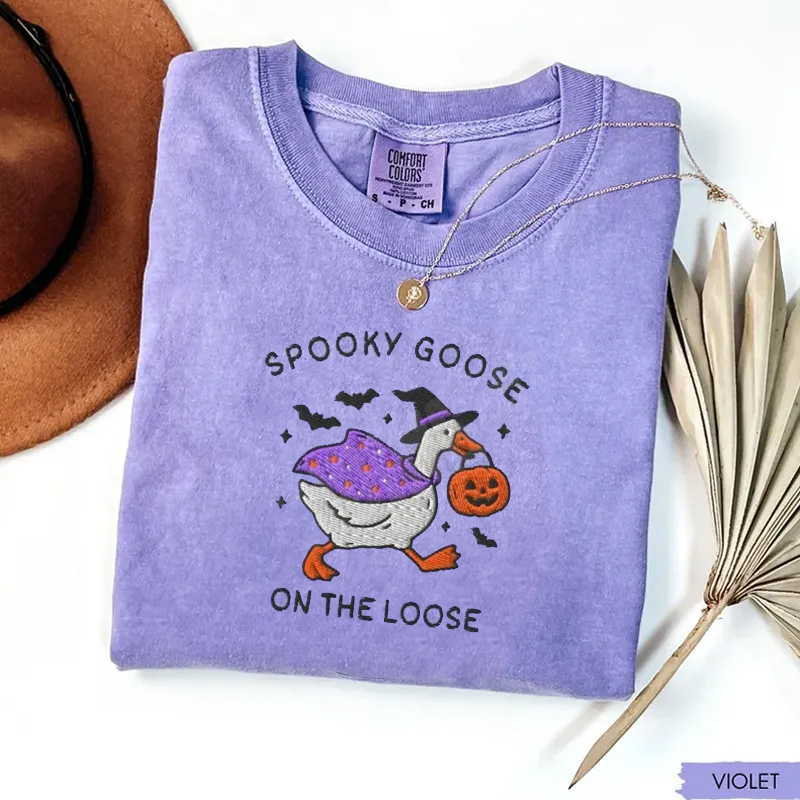 Embroidered Spooky Goose T-shirt-Magmoo
