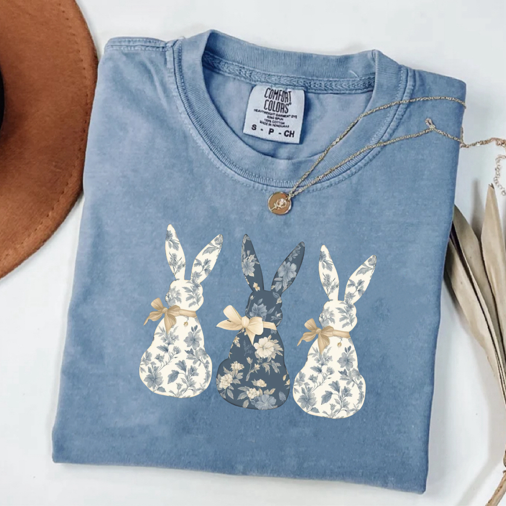 Floral Blue Bunny T-shirt
