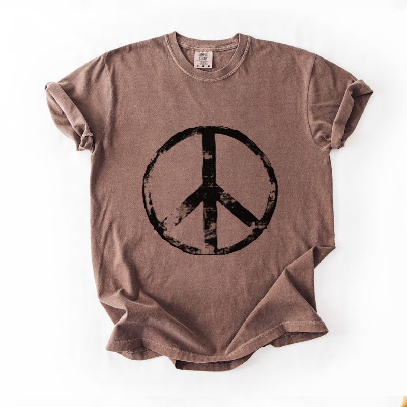 Retro Peace Boho T-shirt-Magmoo