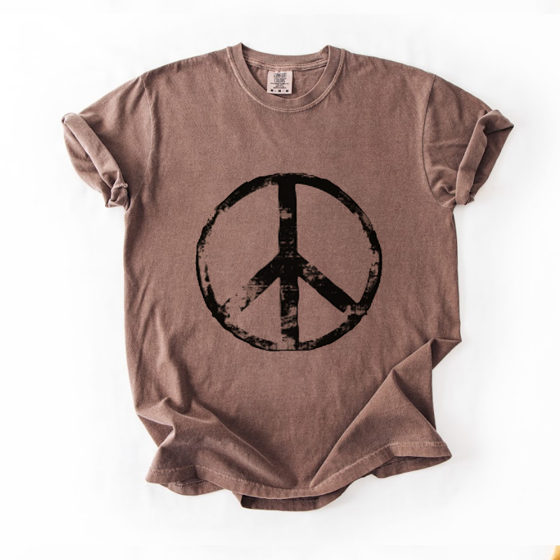 Retro Peace Boho T-shirt-Magmoo