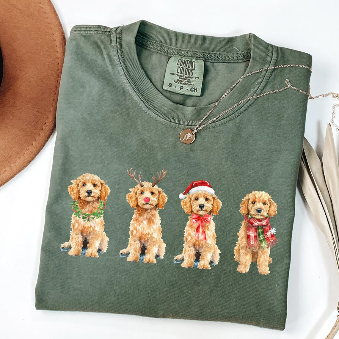 Comfort Color Christmas Goldendoodle T-shirt