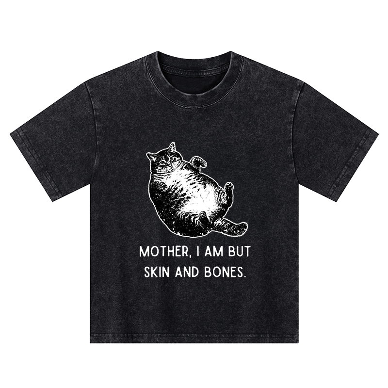 Magmoo Overweight Cat And Its Doting Owner Kids Washed T-Shirt