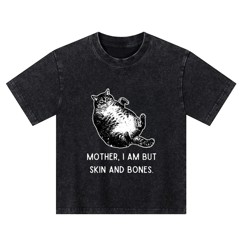 Magmoo Overweight Cat And Its Doting Owner Kids Washed T-Shirt