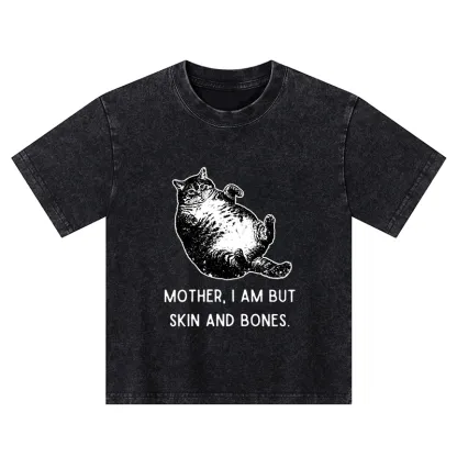 Magmoo Overweight Cat And Its Doting Owner Kids Washed T-Shirt