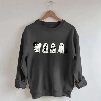Halloween Black Cat & Ghost Comfort Colors Shirt-Magmoo