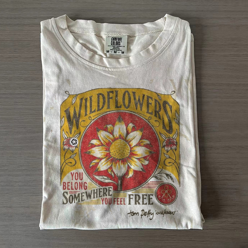Tom Petty Wildflowers Natural T-shirt-Magmoo