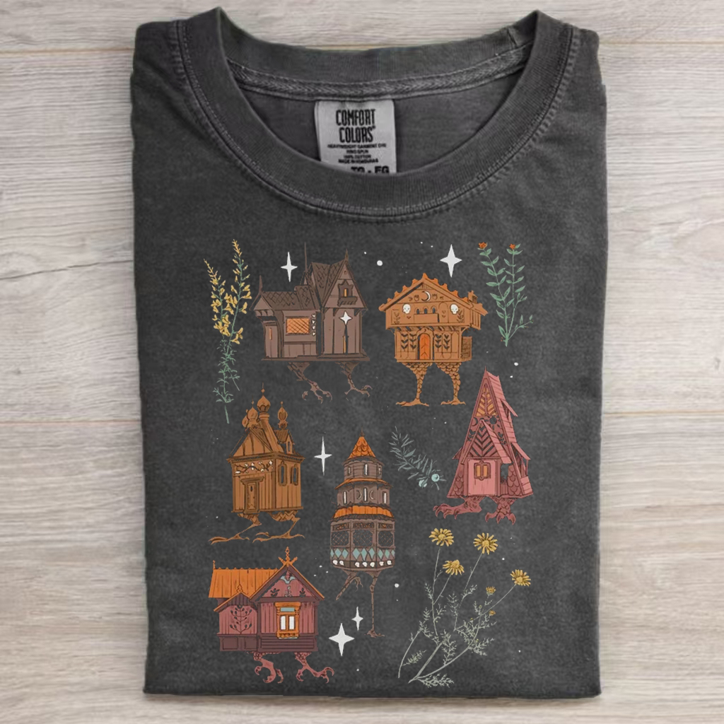 Baba Yaga Houses Witchy T-shirt-Magmoo