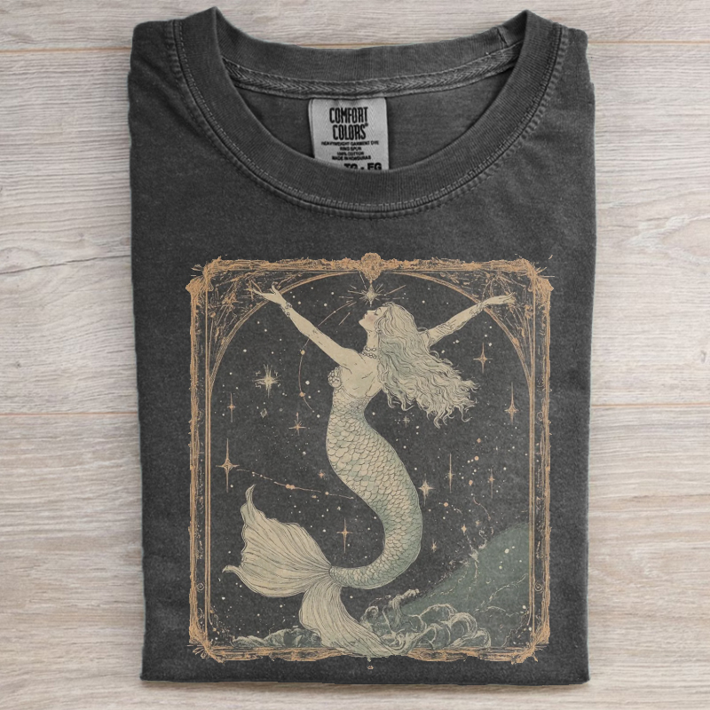 Vintage Mermaid Graphic T-shirt-Magmoo