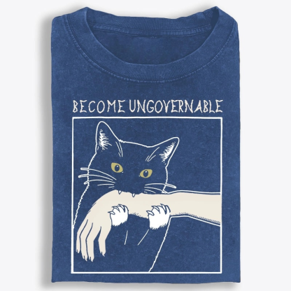Become Ungovernable Cat Retro Washed T-Shirt