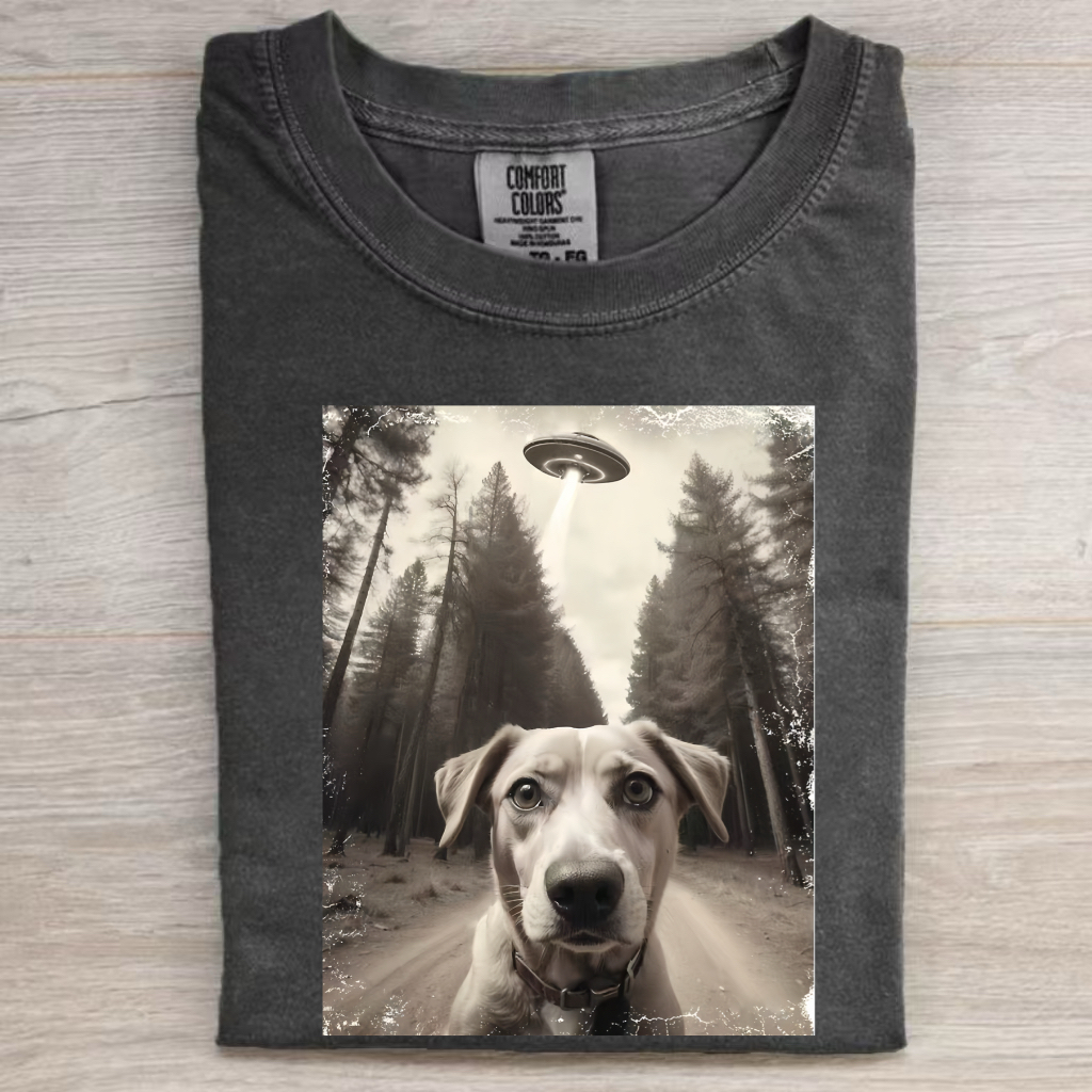 Funny Animal Selfie With UFO Art Acid Wash Shirt/Sweatshirt