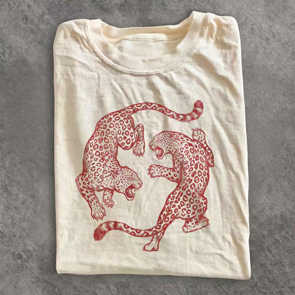 Fighting Red Leopards Art T‑Shirt