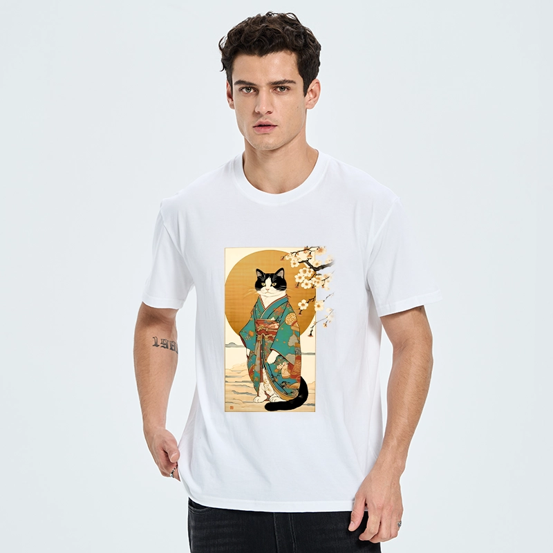 Magmoo Elegant Cat In Traditional Kimono Classic T-Shirt-Magmoo