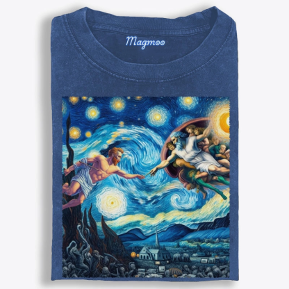 The Creation of Adam Starry Night Crossover Washed T-Shirt