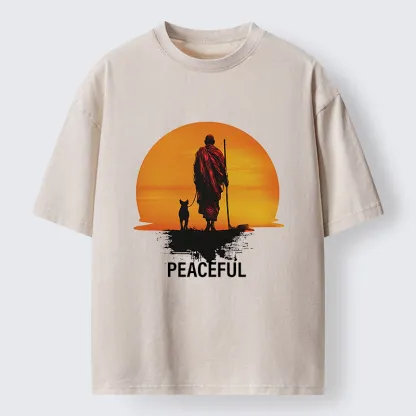 Magmoo Monk Dog And Sun Washed T-Shirt-Magmoo