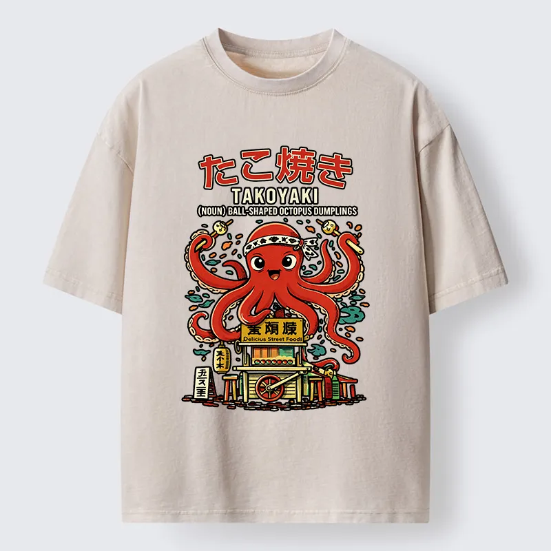Magmoo Japanese Takoyaki Shop Octopus Washed T-Shirt