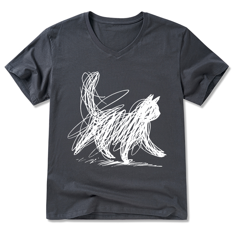Magmoo Minimalist Cat Art V-Neck Classic T-Shirt