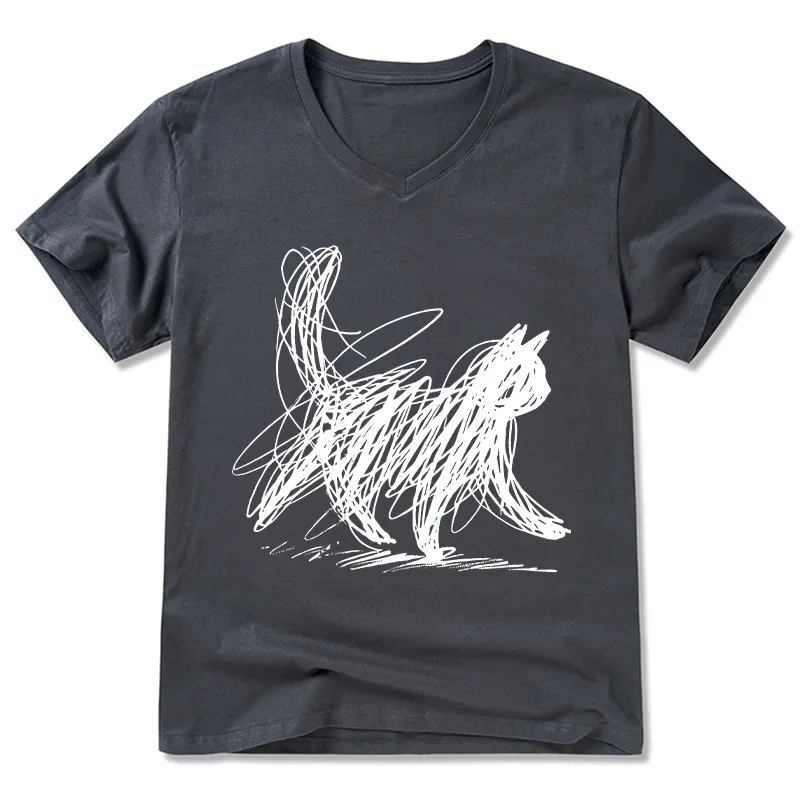 Magmoo Minimalist Cat Art V-Neck Classic T-Shirt