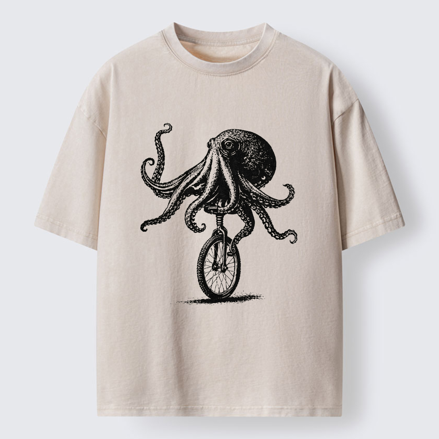 Magmoo Octopus On A Unicycle Washed T-Shirt