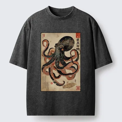 Magmoo Retro Octopus Painting Washed T-Shirt