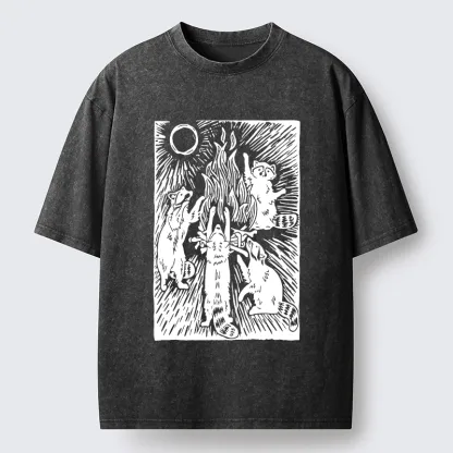 Magmoo Raccoons And Campfires Washed T-Shirt