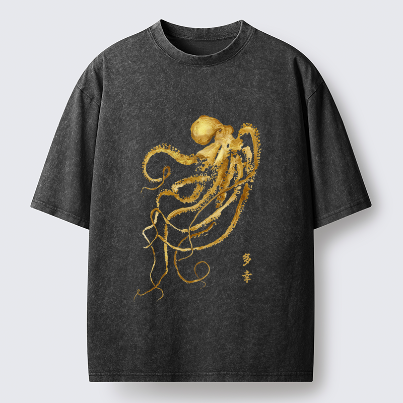 Magmoo Japan Octopus Ink Painting Washed T-Shirt
