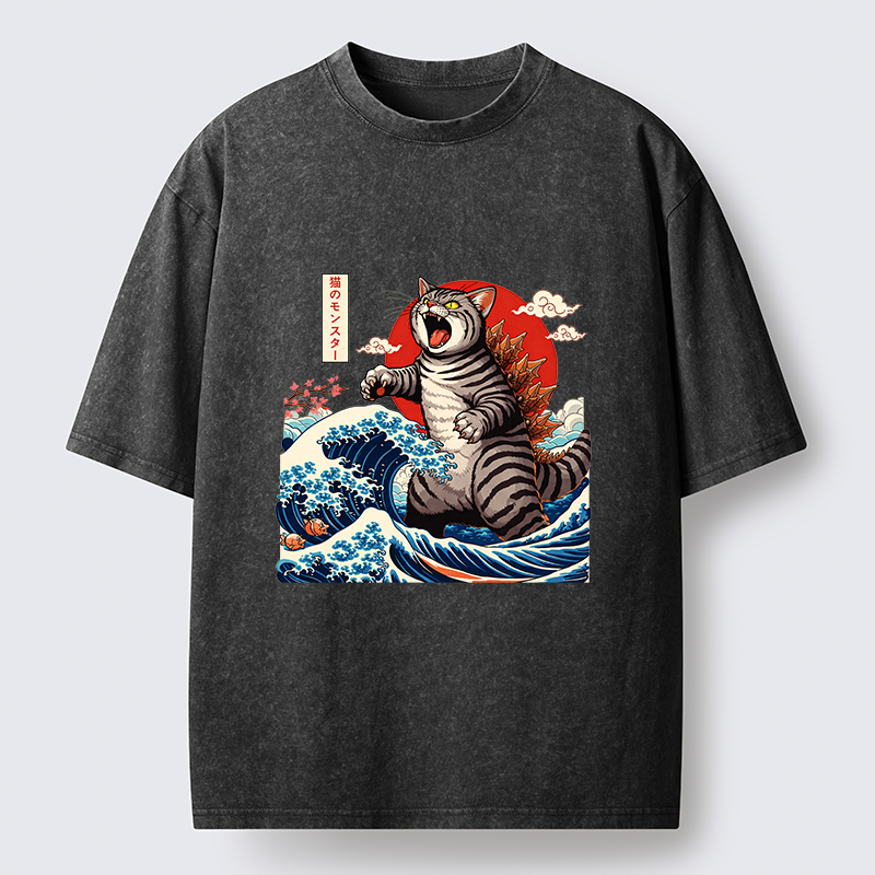 Magmoo Catzilla Roar Washed T-Shirt-Magmoo