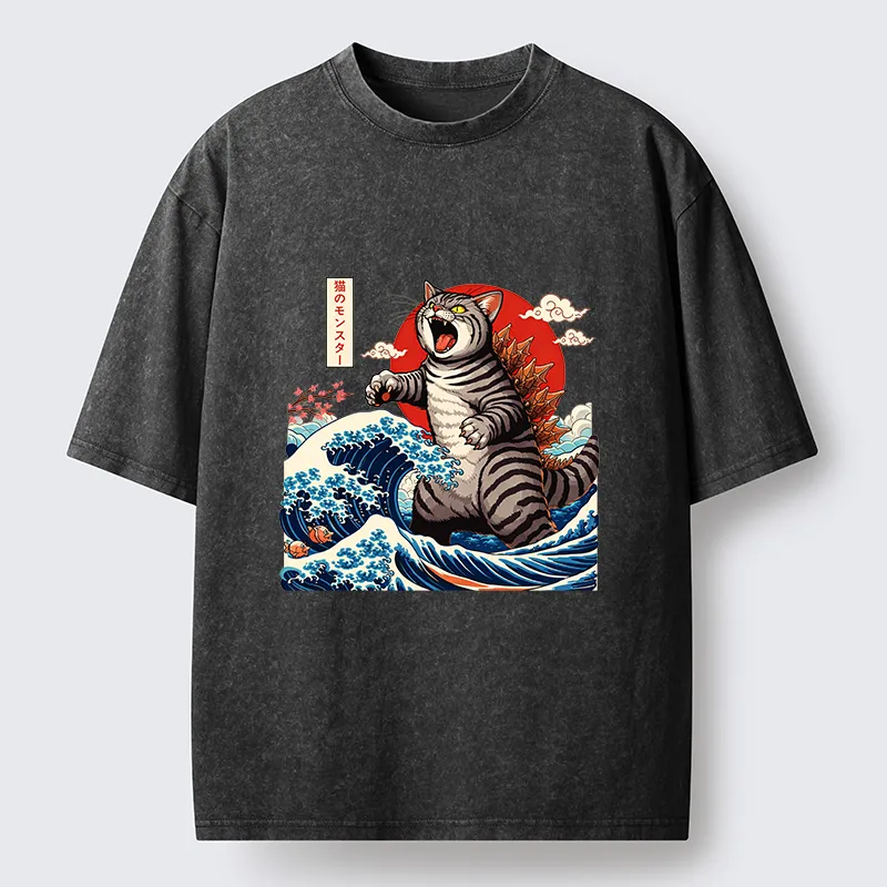 Magmoo Catzilla Roar Washed T-Shirt-Magmoo