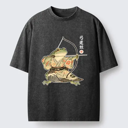 Magmoo Frog Shooting Arrows Washed T-Shirt-Magmoo