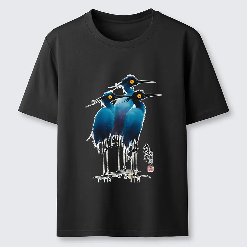 Magmoo Great Blue Heron Ink Painting Classic T-Shirt-Magmoo