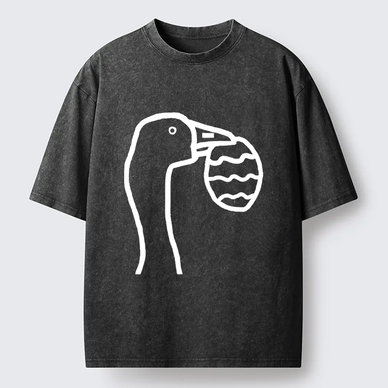 Magmoo Goose Carrying An Egg Washed T-Shirt-Magmoo