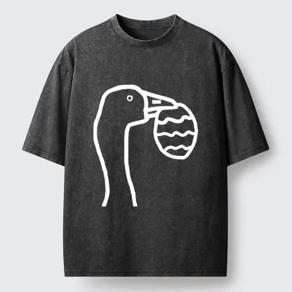Magmoo Goose Carrying An Egg Washed T-Shirt-Magmoo