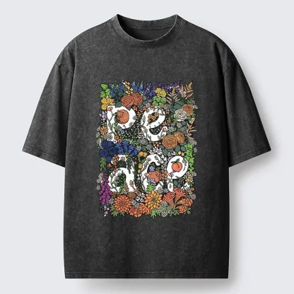 Magmoo Peace In Flowers Washed T-Shirt-Magmoo