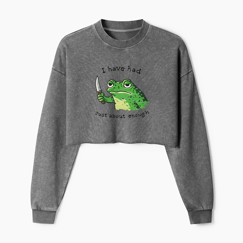 Magmoo Impatient Frog Washed Crop Sweatshirt