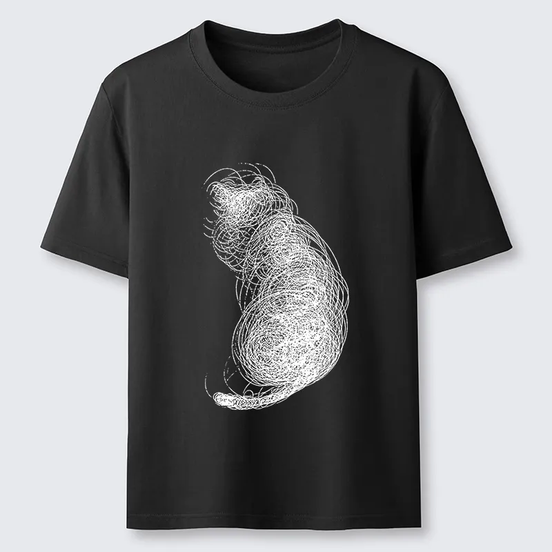 Magmoo Chaotic Line Art Of A Curled Cat Classic T-Shirt-Magmoo